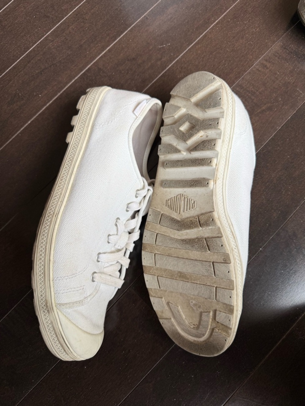 Palladium Low-Top Canvas Sneakers in Off-White/Cream
